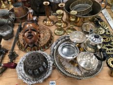 A INTERESTING COLLECTION OF COPPER, BRASS AND PLATED WARES ETC.