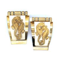 FRENCH ANTIQUE ART DECO WHTE BAKELITE SEAHORSE DRESS CLIP SET BY JEAN PAINLEVE.