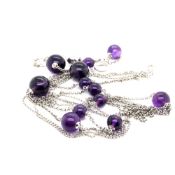 A GEORG JENSEN SPHERE SAUTOIR AMETHYST AND SILVER NECKLACE. LENGTH 102cms. WEIGHT 35.98grms.