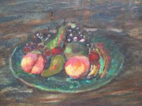 ROWLAND SUDDABY (1912-1972), ARR, STILL LIFE OF FRUIT, FAINTL SGRAFFITO SIGNATURE, OIL ON CANVAS, 52