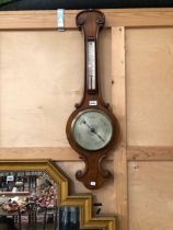 A SATTELY & SONS VICTORIAN MAHOGANY BANJO BAROMETER WITH AN ALCOHOL THERMOMETER