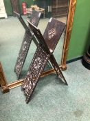 A MOTHER OF PEARL INLAID PIERCED AND CARVED WOOD KORAN STAND