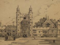 T REGINALD LIVESEY (19th/20th CENTURY), ETON COLLEGE - THE SCHOOL YARD, SIGNED WITH MONOGRAM, TITLED
