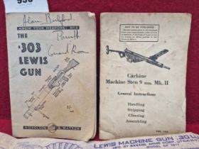 A 1942 MILITARY ISSUE GENERAL INSTRUCTION MANUAL FOR MACHINE CARBINE STEN MK II. TOGETHER WITH A