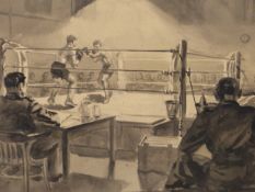 GALLIANO (EARLY 20th CENTURY) AMERICAN(?), A BOXING MATCH WITH SPECTATORS, MONOCHROME WATERCOLOUR,