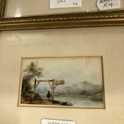 ITALIAN SCHOOL (19th CENTURY), A PAIR OF MINIATURE WATERCOLOURS OF LANDSCAPES, EACH WITH A WOODEN