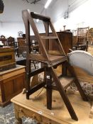 A SET OF ARTS AND CRAFTS METAMORPHIC SCULLERY STEPS CONVERTING TO CHAIR