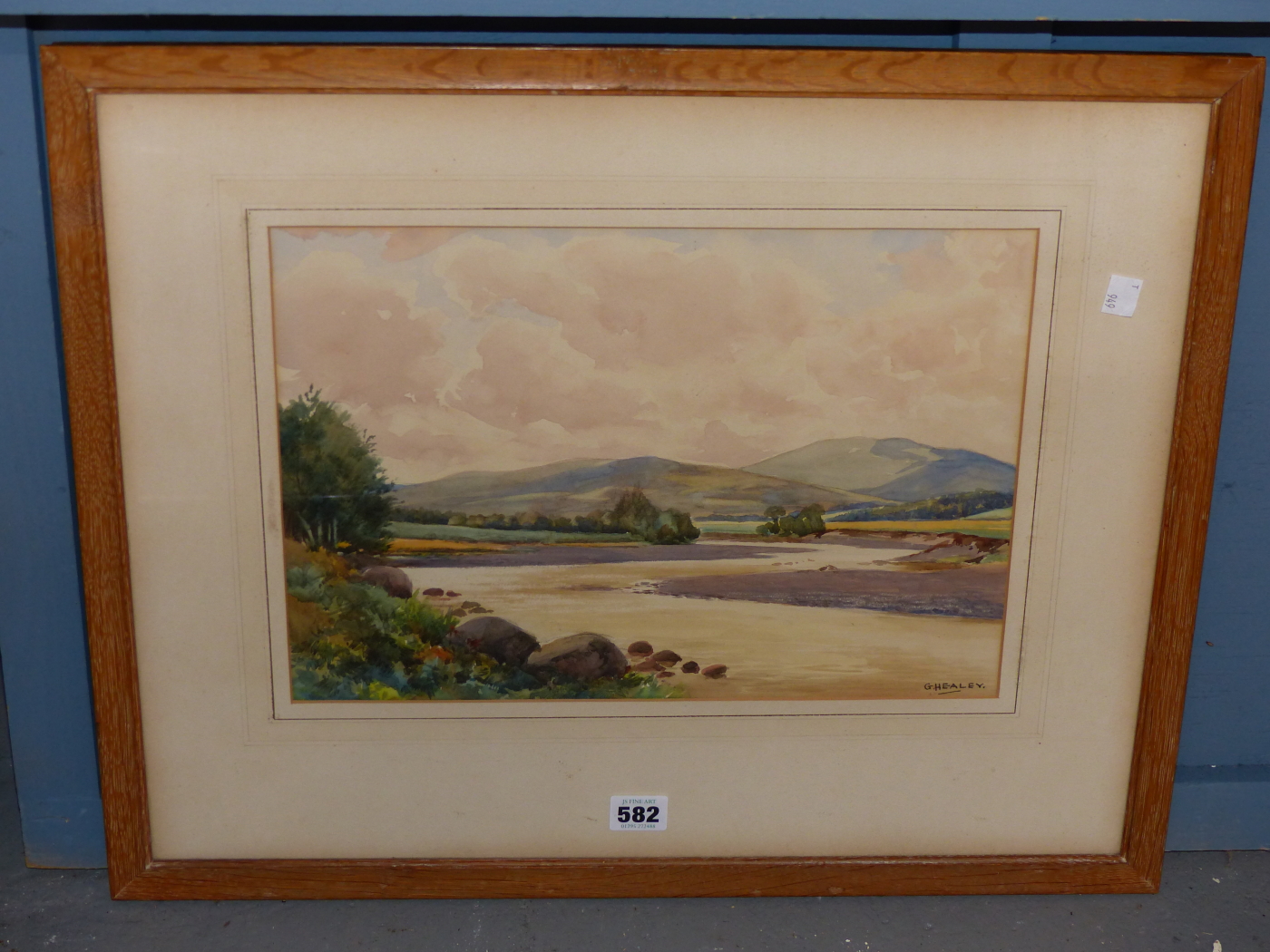 G. HEALEY (20th CENTURY), MOUNTAINOUS RIVER LANDSCAPE, SIGNED, WATERCOLOUR, 37 X 26cm. - Image 3 of 5