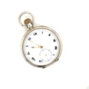 AN ART DECO SWISS SILVER OPEN FACE POCKET WATCH SIGNED BUREN WITH A 15 JEWELLED MOVEMENT. DATED
