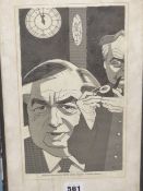 STEPHEN ROTH (1911-1967), TWO POLITICIANS BY BIG BEN, PEN AND INK, 15.5 X 28.5cm. ROTH WAS A