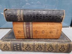 THREE FAMILY BIBLES: ONE WITH A COMMENTARY BY THE REV JOHN BROWN, 1819,ANOTHER INCLUDING COMMON