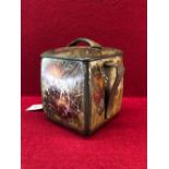 AN ARTS AND CRAFTS W & R JACOB & CO, BISCUIT TIN, TRANSFER PRINTED WITH A POMEGRANATE DESIGN