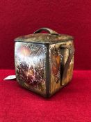 AN ARTS AND CRAFTS W & R JACOB & CO, BISCUIT TIN, TRANSFER PRINTED WITH A POMEGRANATE DESIGN