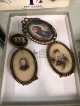 FOUR DECORATIVE MINIATURE PICTURES.