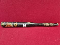 A VICTORIAN EBONISED WOOD TRUNCHEON INSCRIBED 842 BELOW V R AND A CROWN