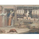 DUBOURG AFTER POLLARD, LONDON MARKET NO.2 FISH AND NO.3 POULTRY, COLOURED AQUATINTS, A PAIR, 30 X