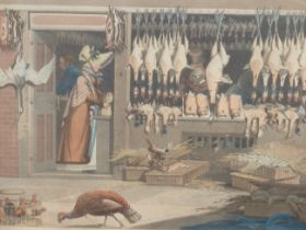 DUBOURG AFTER POLLARD, LONDON MARKET NO.2 FISH AND NO.3 POULTRY, COLOURED AQUATINTS, A PAIR, 30 X