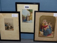 AFTER GEORGE BAXTER (1804-1867), THREE VARIOUS COLOUR PRINTS, TWO WITH BLIND STAMPS, SIZES VARY. (