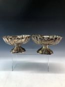 A PAIR OF SILVER FLUTED OVAL FOOTED BOWLS BY JOHN NEWTON MAPPIN, LONDON 1890, THE SIDES WITH