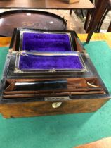 A 19th C. BURR WALNUT WRITING SLOPE WITH MOTHER OF PEARL ESCUTCHEONS