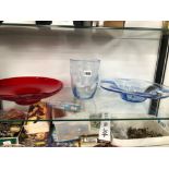 TWO ART GLASS BOWLS AND A VASE