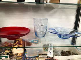 TWO ART GLASS BOWLS AND A VASE