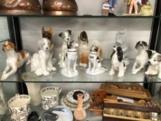 A COLLECTION OF RUSSIAN LOMONOSOV FIGURES OF DOGS.