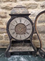 A 19TH CENTURY SWISS NEUCHATEL CHINOISERIE GILT ON A BLACK GROUND CASED BRACKET CLOCK AND BRACKET,