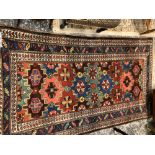 AN ANTIQUE PERSIAN TRIBAL RUG. 211 x 128cms