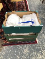 THREE BANANA BOXES OF TABLE LINEN