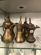 FIVE VARIOUS EASTERN COFFEE POTS (dallahs)