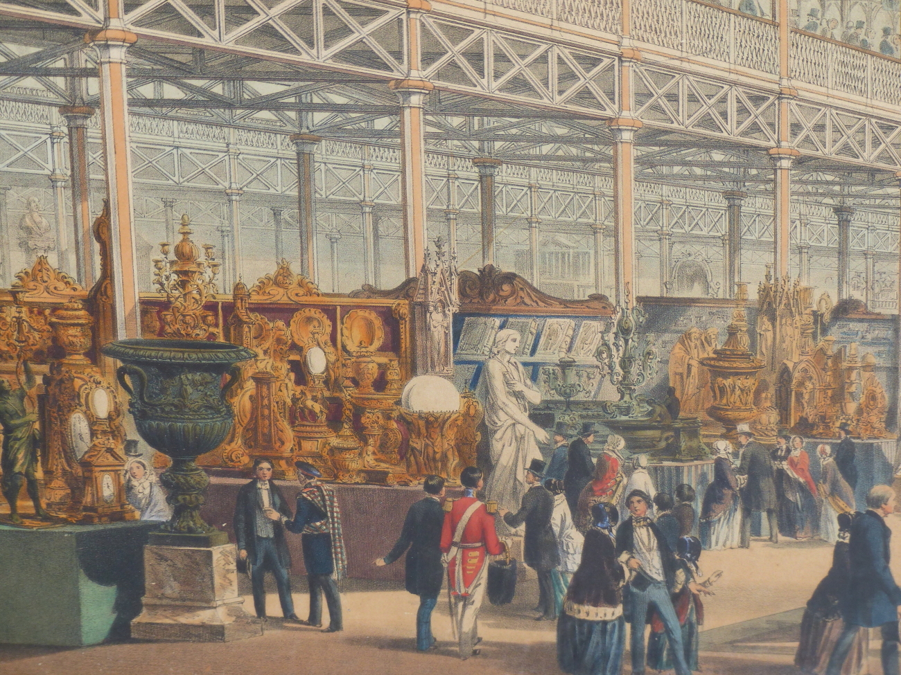 AN ANTIQUE LARGE FOLIO COLOUR PRINT OF CRYSTAL PALACE, AN INTERIOR VIEW. 72 x 99cm. - Image 3 of 5
