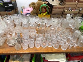 A LARGE QUANTITY OF CUT GLASS WARES ETC