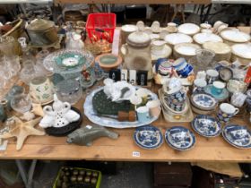 A LARGE COLLECTION OF VARIOUS TEA WARES AND OTHER DECORATIVE CHINE AND GLASS WARES