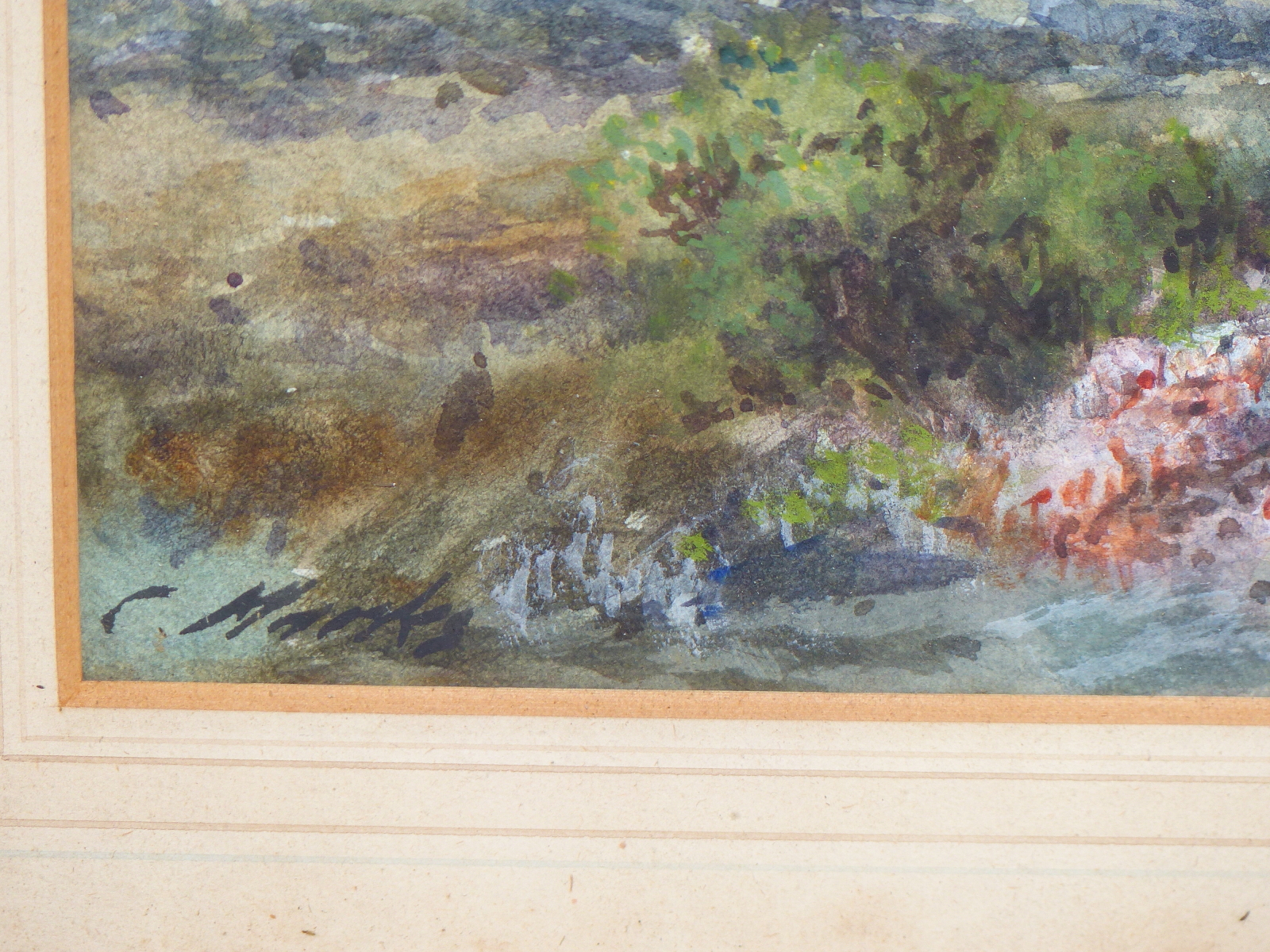 CLAUDE MARKS (EX.1899-1915), SUMMER FLOWERS ON THE CLIFFS WITH THE SEA BEYOND, SIGNED, - Image 3 of 6