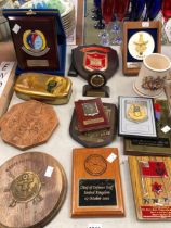 A QUANTITY OF MILITARY PRESENTATION PLAQUES ETC.