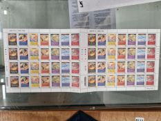POSTAL HISTORY. HARRY POTTER 17TH JULY 2007. FULL DOUBLE SHEET OF 56 1ST CLASS STAMPS. NEAR MINT.