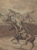 AFTER GEOFFREY SPARROW (1887-1969), HORSE RACING SCENE, SIGNED IN PENCIL, ETCHING, 15 X 17.5cm (