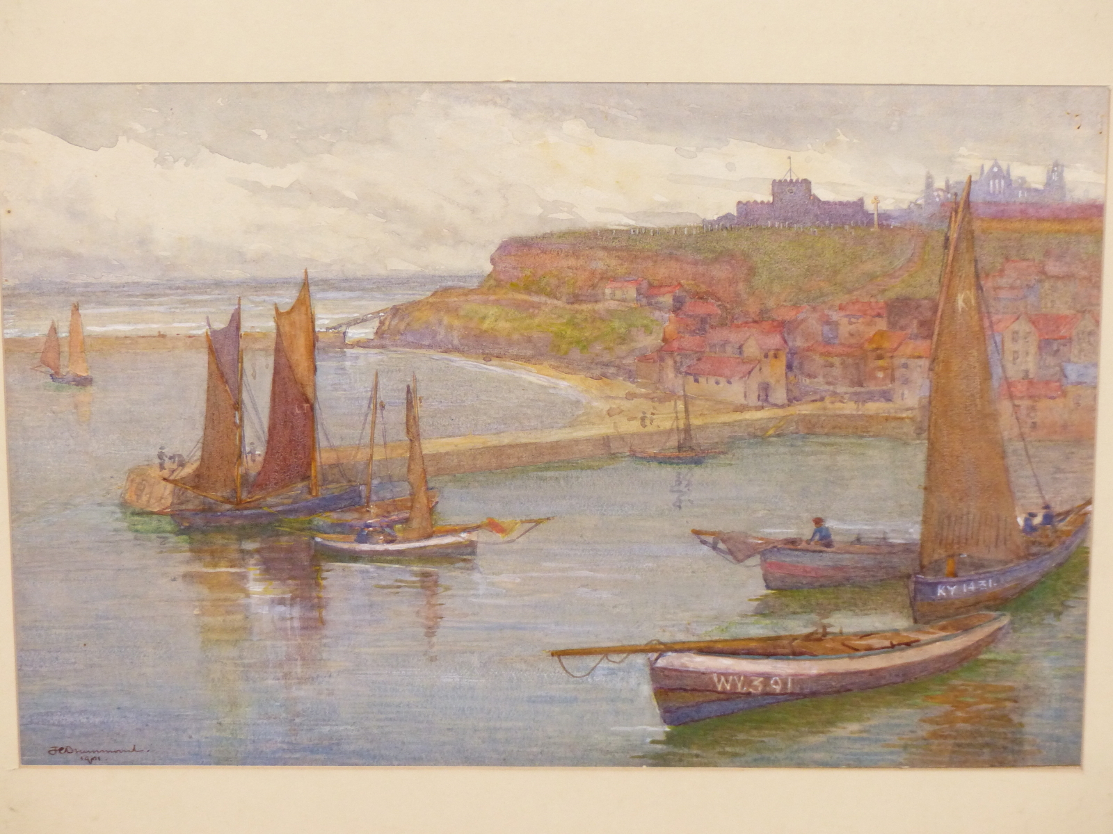 J. C. DRUMMOND, (19th/20th CENTURY) VIEW OF WHITBY, SIGNED AND DATED 1901, WATERCOLOUR, MOUNTED