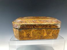 A KASHMIRI LACQUER DECORATED PAPER MACHE BOX, A POCKET WATCH WITH TRAVEL CASE ETC.