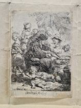 REMBRANDT HARMENSZ. VAN RIJN (1606-1669)- THE PANCAKE WOMAN, ETCHING. A STRONG EARLY IMPRESSION (