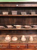 A COLLECTION OF INDIAN AND EASTERN WOODEN VESSELS AND BOXES TOGETHER WITH FOUR PRINTING BLOCKS