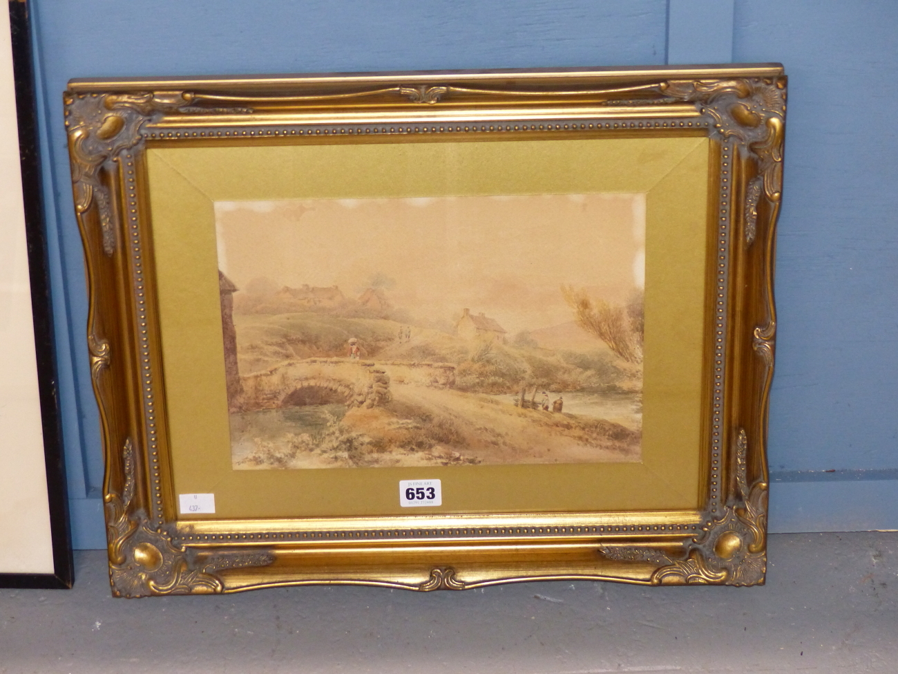 MANNER OF DAVID COX, FIGURES IN A RURAL SCENE BY A BRIDGE OVER A RIVER, BEARS SIGNATURE AND DATE - Image 3 of 5