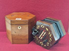 A MAHOGANY CASED WHEATSTONE CONCERTINA