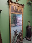 A 19th C. RECTANGULAR MIRROR WITHIN GILT CLUSTER COLUMNS BOUND BY FOLIAGE BANDS BELOW A FRIEZE OF