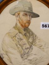 MAURICE MILLIERE (1871-1946) FRENCH, ARR, "RONNIE 1916 AUSTRALIAN" PORTRAIT OF A SOLDIER, PENCIL AND