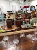 FIVE TALL GLASS VASES