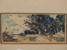 RUPERT HORSLEY (1905-1988), ARR, WINDY DAY, 1976, WATERCOLOUR, 13 X 6.5cm.