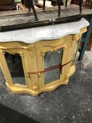 A VICTORIAN PAINTED MARBLE TOP SIDE CABINET