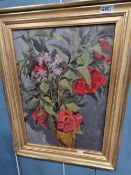 GERALD REITLINGER (1900 - 1978) STILL LIFE , FLOWERS IN A VASE, OIL ON BOARD 37 X 53 cm UNSIGNED,